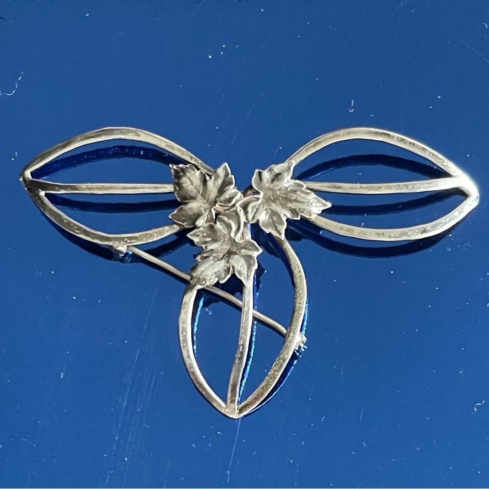Hand Wrought Sterling Silver Maple Leaf Brooch